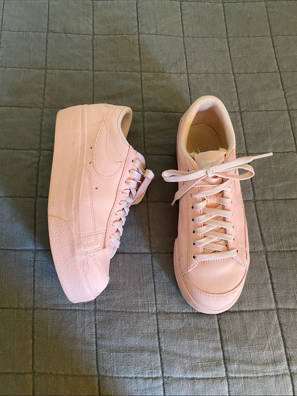 Nike Women's Pastel Pink Platform Leather Sneakers